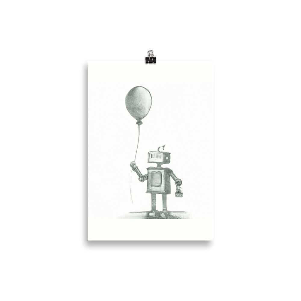 Robot holding a balloon